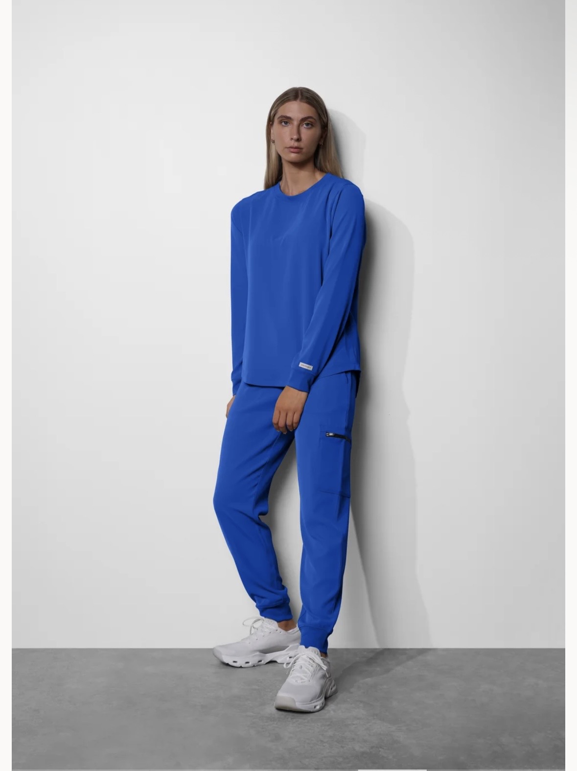 Cecilia modeling blue medical scrubs